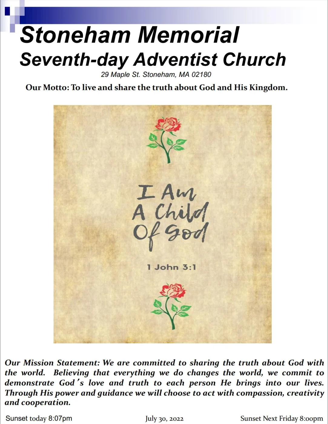 Cover of the bulletin for July 30, 2022
