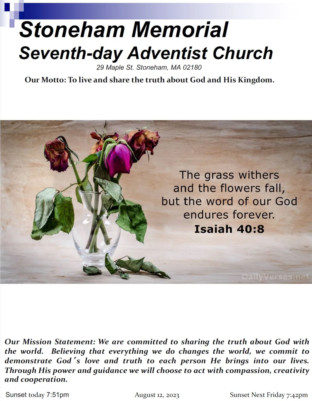 Cover of the bulletin for August 12, 2023