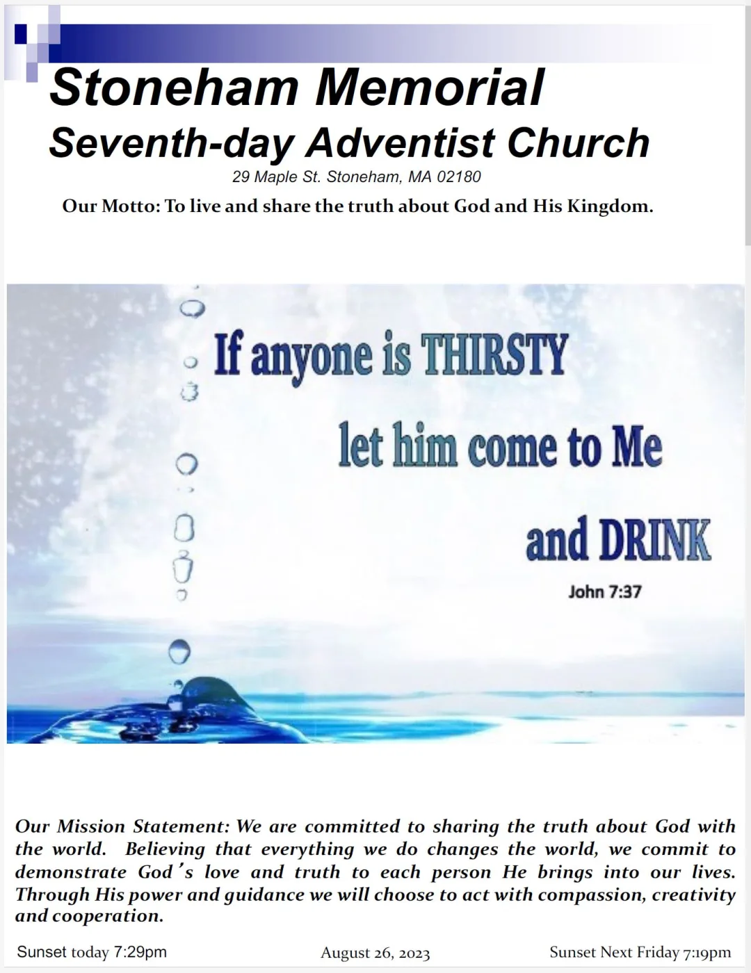 Cover of the bulletin for August 26, 2023