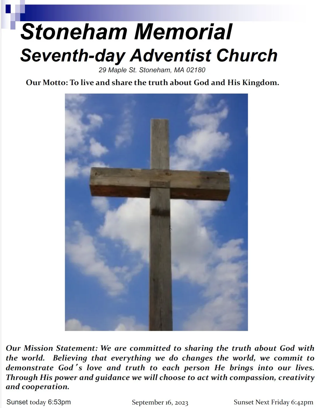 Cover of the bulletin for September 16, 2023