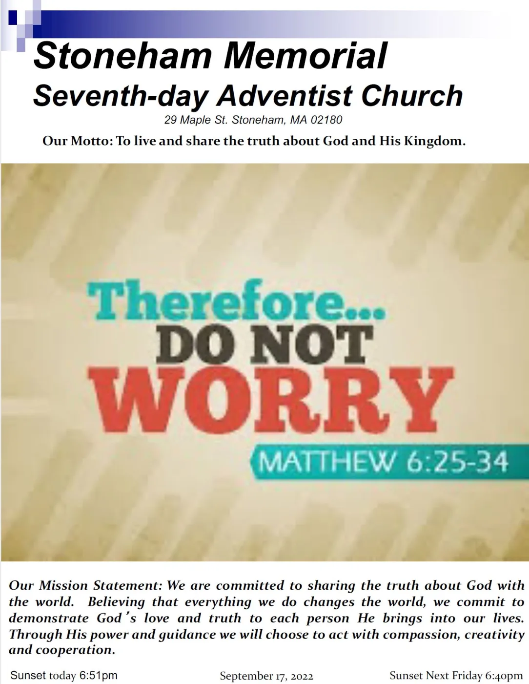 Cover of the bulletin for September 17, 2022