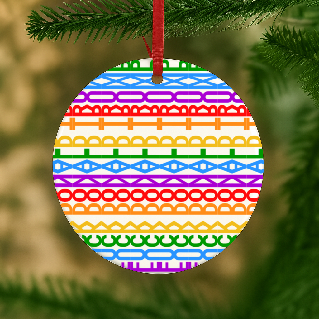 Funny Anti-Trump Hidden Message Rainbow Christmas Ornament - Image 1