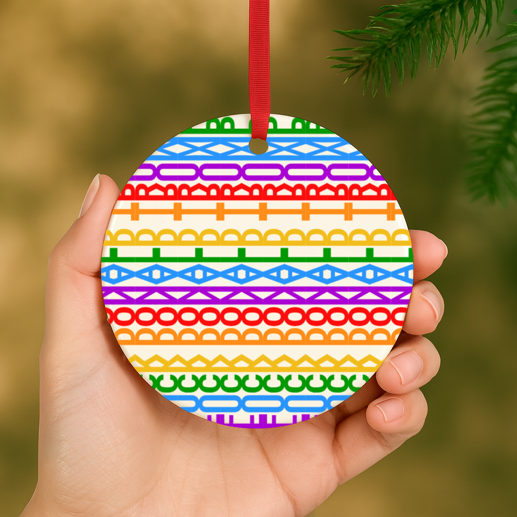 Funny Anti-Trump Hidden Message Rainbow Christmas Ornament - Image 2