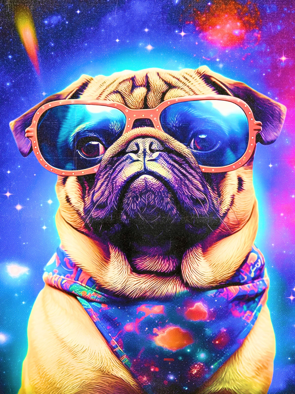 Cosmic Pug with Sunglasses Poster