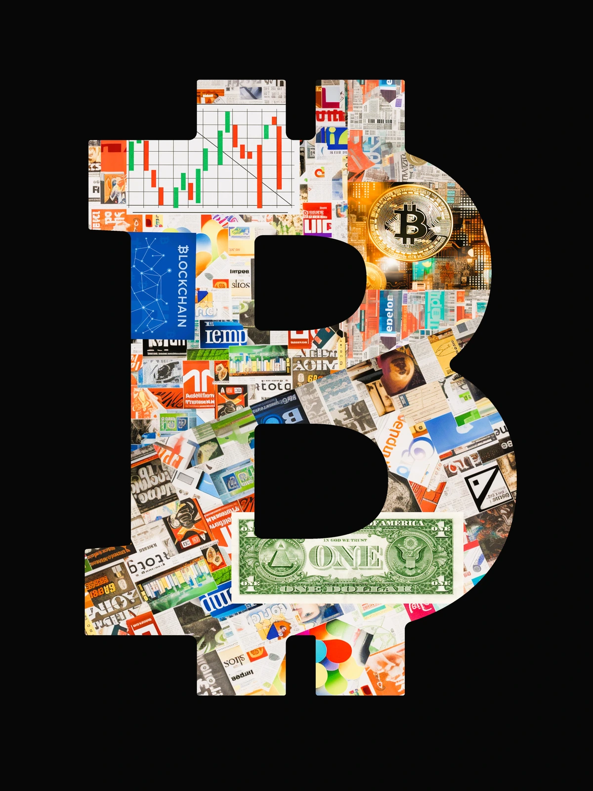 Bitcoin Blockchain Collage Poster