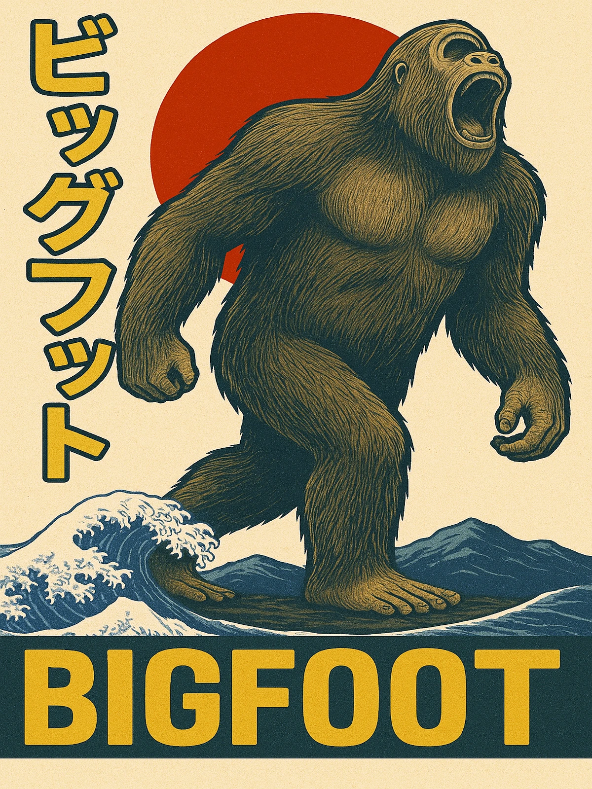 Bigfoot Japanese Art Poster