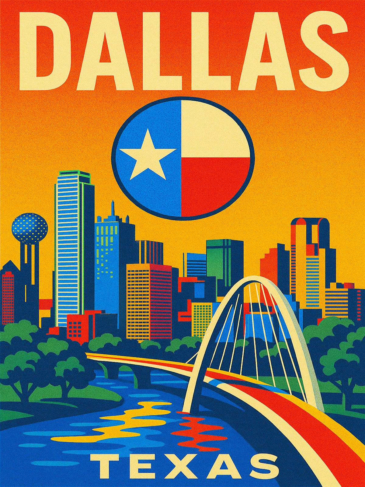 Dallas Texas Skyline Poster