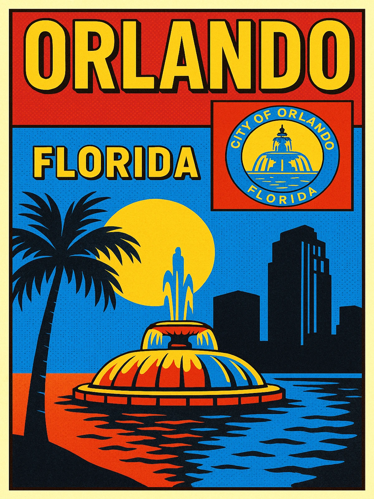 Orlando Florida Lake Eola Fountain Poster