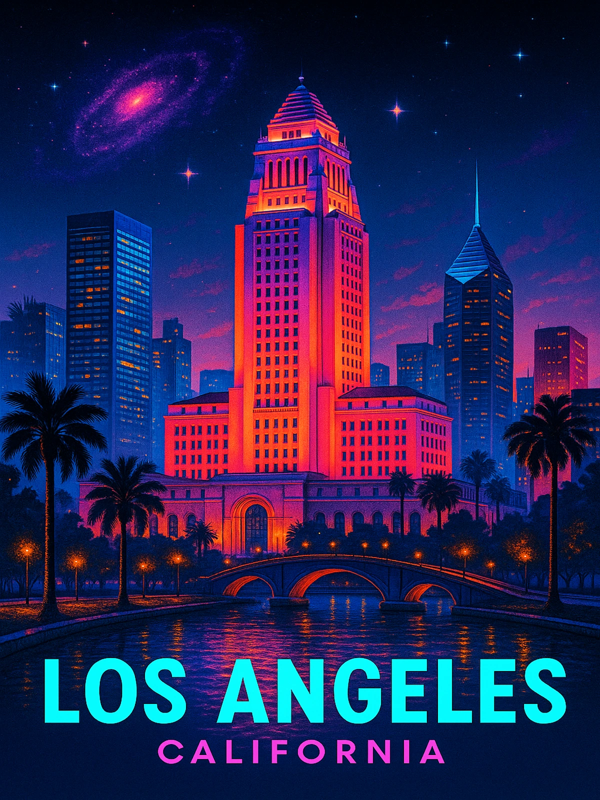 Los Angeles California Nightscape Poster