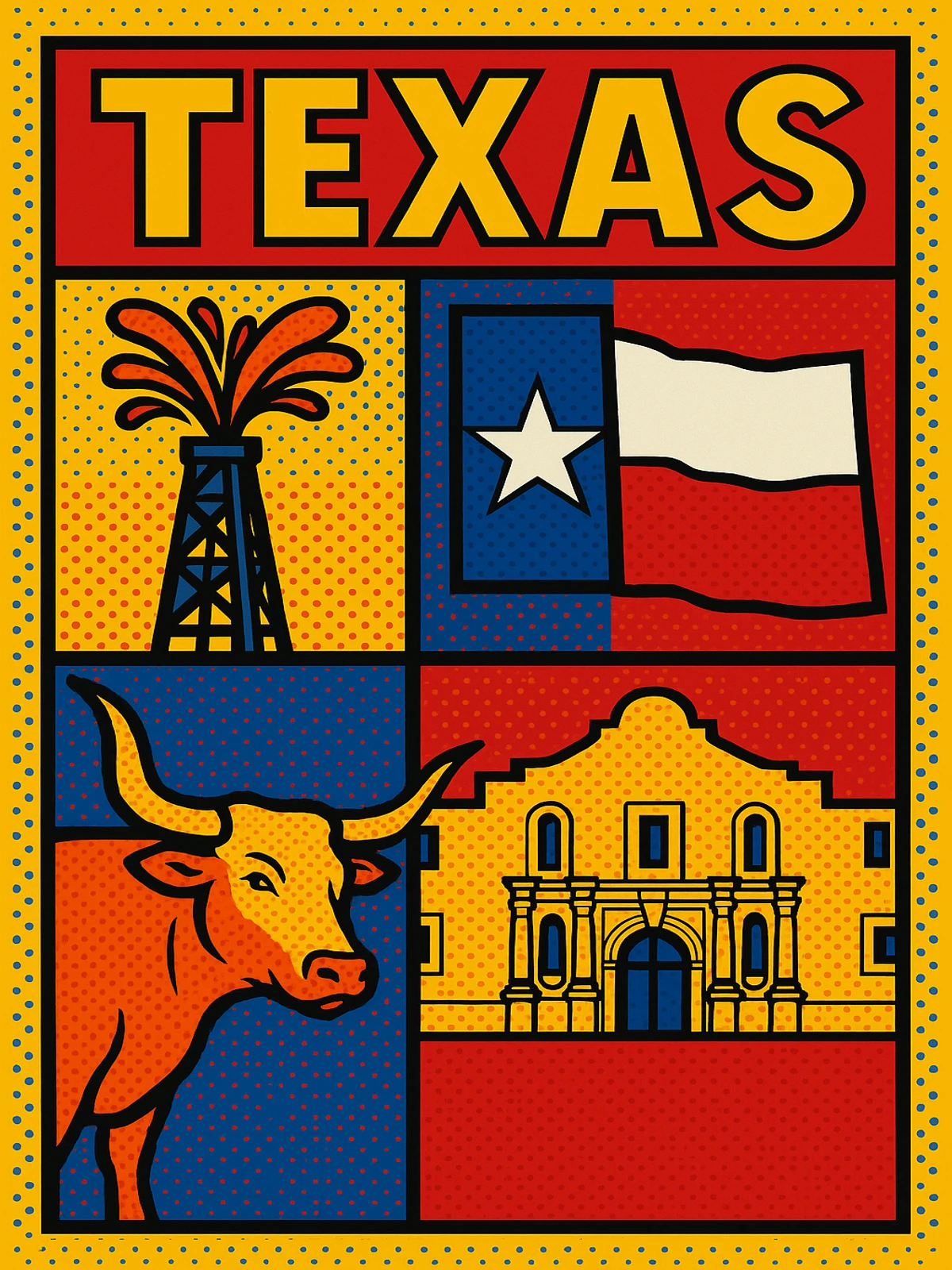 Texas State Icons Pop Art Poster