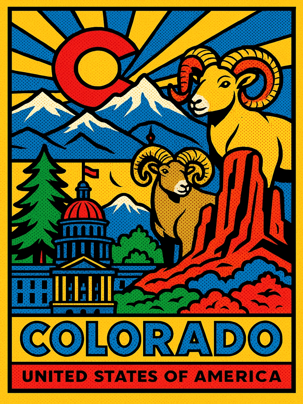 Colorado Mountain Wildlife Capitol Poster