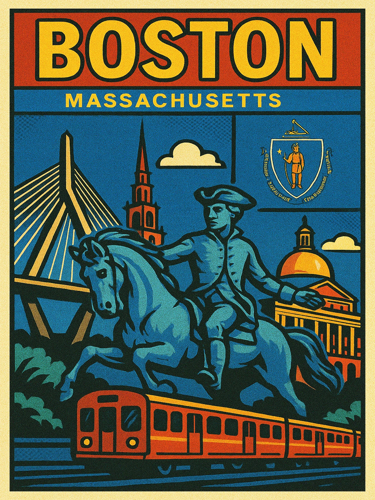Boston Massachusetts Heritage Landmarks Poster
