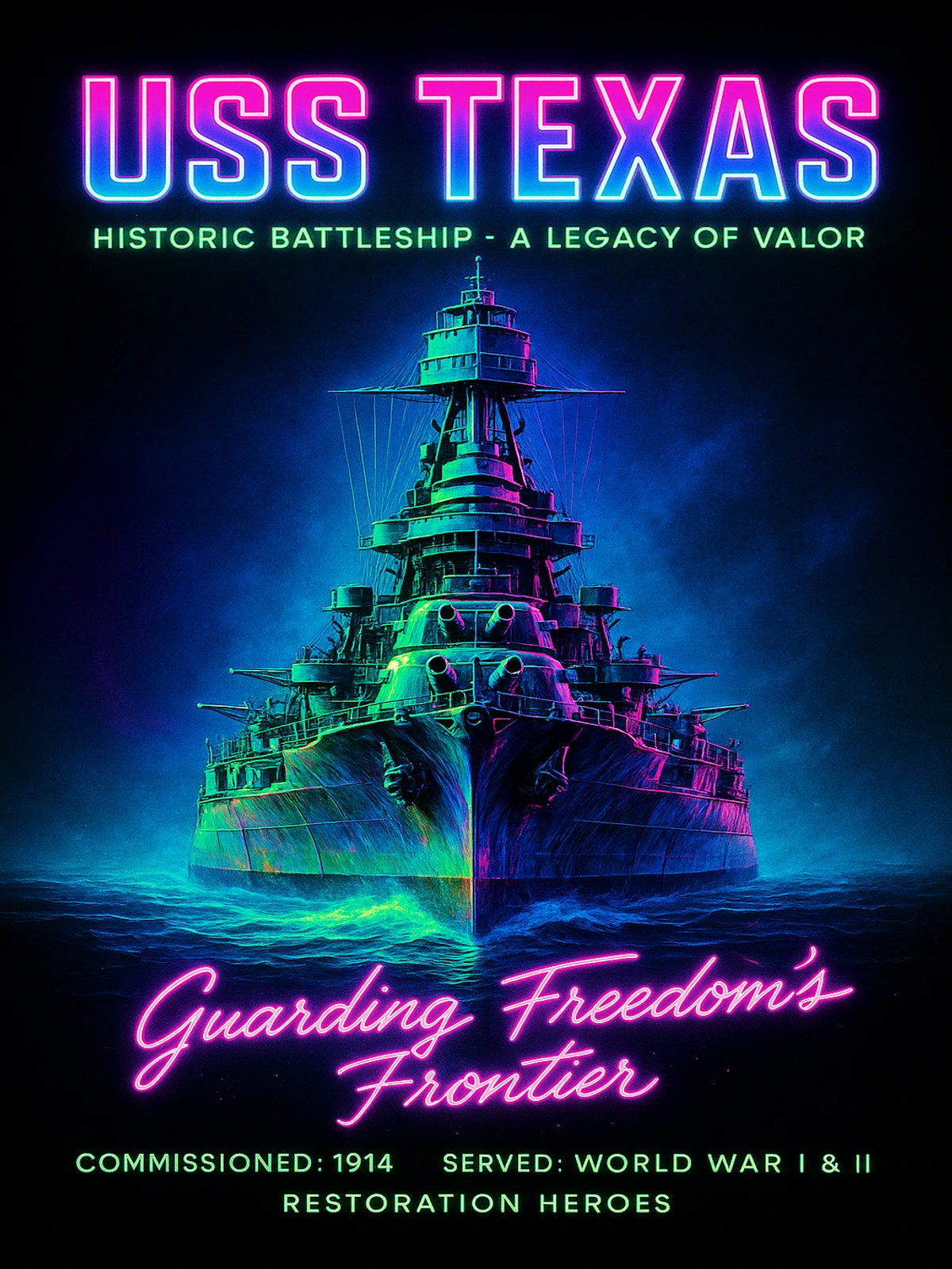 USS Texas Historic Battleship Poster
