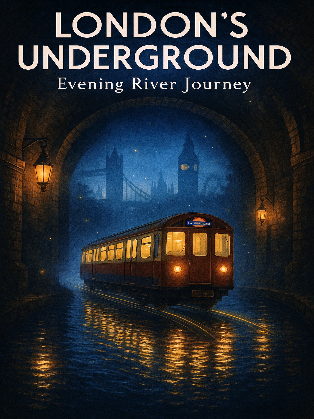 London's Underground Evening River Journey Poster