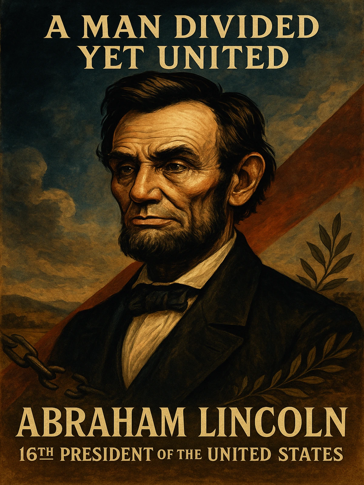 A Man Divided Yet United Abraham Lincoln Poster