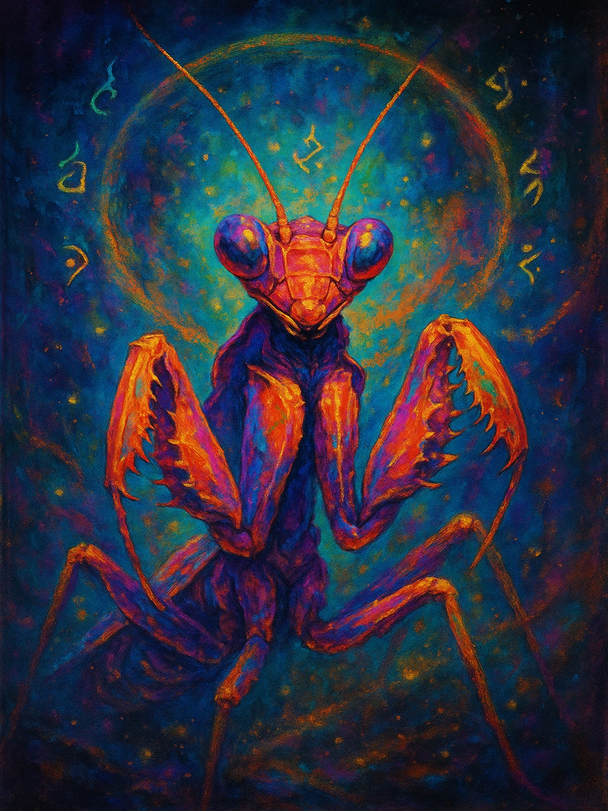 Psychedelic Praying Mantis Poster