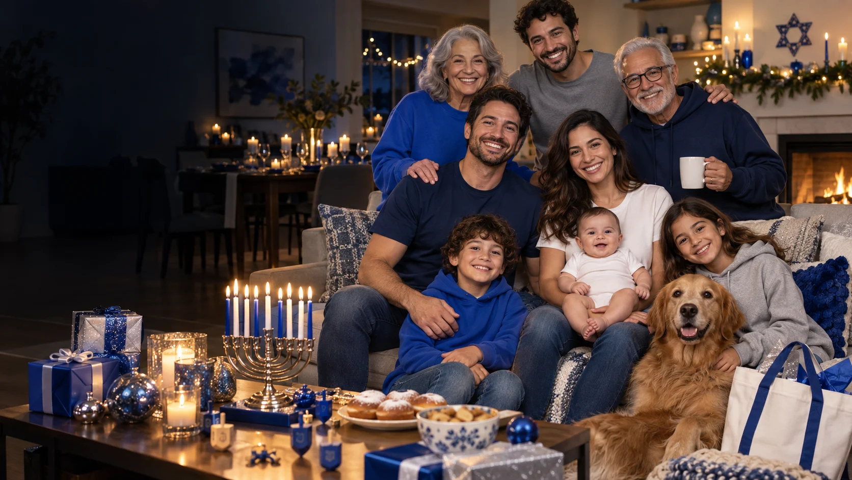 Hanukkah outfits, mugs, bags and family gifts