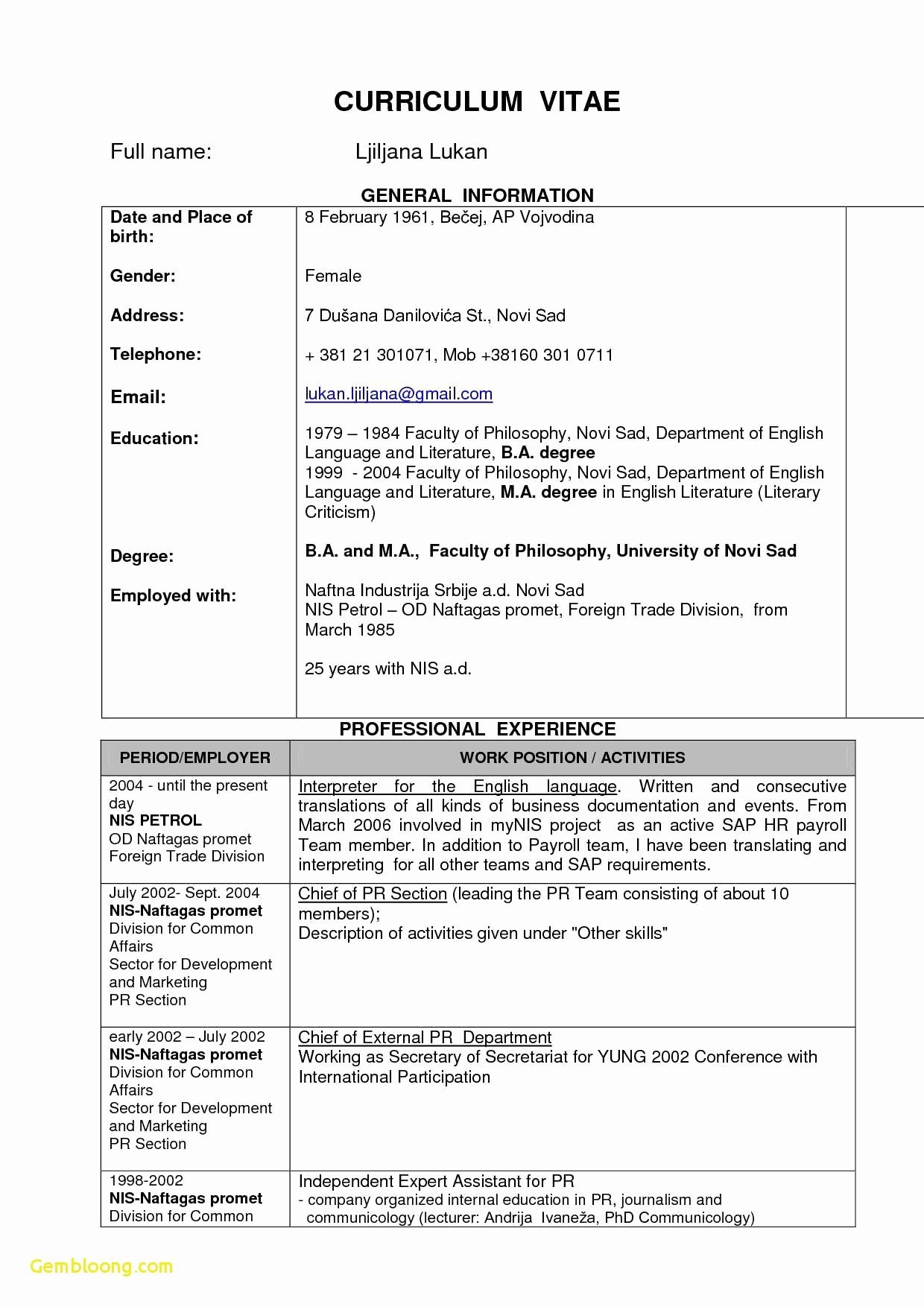 English Cv Examples Word Best Of Resume Templates Free Download Word