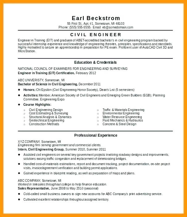 Civil Engineer Cv Format Doc Schon Civil Engineering Resume