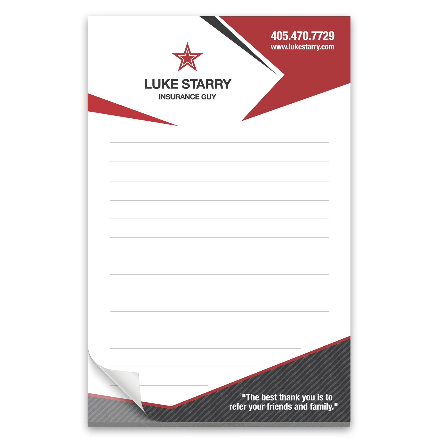 25 Page 5-1/2 x 8-1/2 Paper Note Pad w/ Magnet 4CP 3