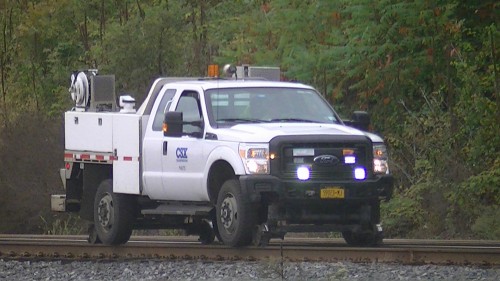 October 14, 2017
A CSX hi-rail truck is seen in Milton riding along the main track ahead of the Autumn Express.