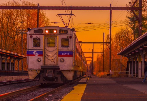 A Septa Silverliner set crawls to bed at West Trenton.