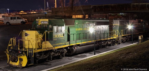 Some Reading and Northern units idled, for the night, at the RBM & N Outer Station.