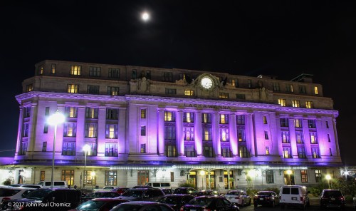 The Radisson Hotel, or "Rad", as the locals call it. It started out as the DL&W Station, in Scranton. At night, it is beautifully lit in multiple colors.