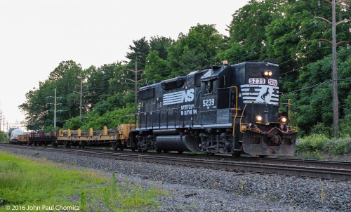 A high hood leads this local through Wyomissing, on its way back to Allentown.