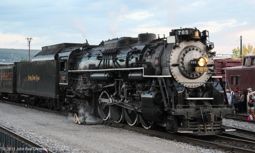 The Nickel Plate #: 765 poses for photographers, after it arrives in Scranton. In a few minutes, the D & L crew will spin it and get it in position to lead tomorrow's excursion train back to the Gap.