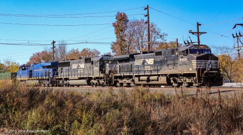 The N & W as the trailing unit on intermodal train 212, from Atlanta.