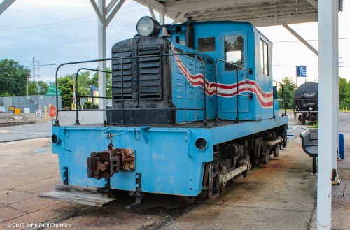 This Whitcomb centercab makes an interesting centerpiece for the picnic area of an industrial park, somewhere near Philadelphia.