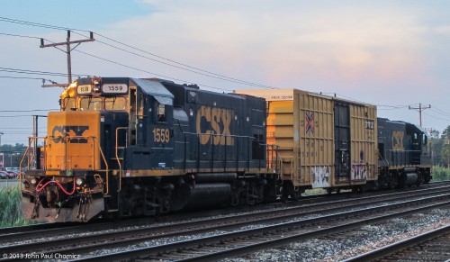 Shortly after the westbound intermodal passed, a local passed by, heading back to Frontier Yard, a few miles west of Depew Station.