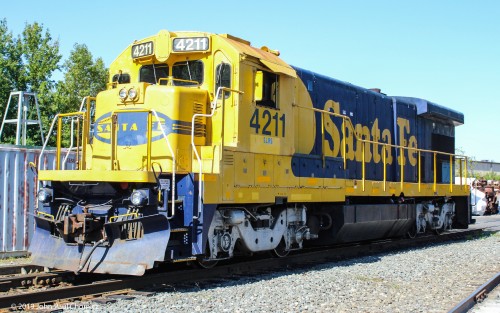 The SMS 4211, an ex-ATSF B23-7, still wearing its old colors, on display at the First Annual SMS Lines Wheels and Rails Day. Shortly after this photo, it was fired up and performed its switching work, for the day.