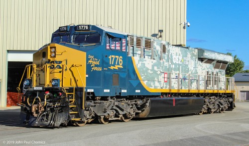 The CSX 1776, "Spirit of our Armed Forces", on display at the First Annual SMS Lines Wheels and Rails Show.