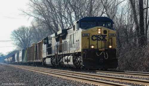 A northbound mixed freight, out of Oak Island, heads north on the National Docks in Jersey City, NJ.