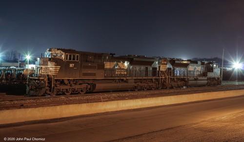 A pair of SD70ACes resting, for the night, in Enola Yard.