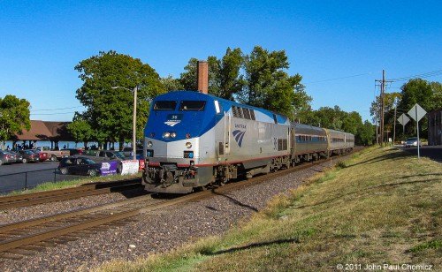 Not the Washington you are probably thinking of but Washington, Missouri. Here, the Amtrak Missouri River Runner slows down in preparation to stop at the Washington Station.