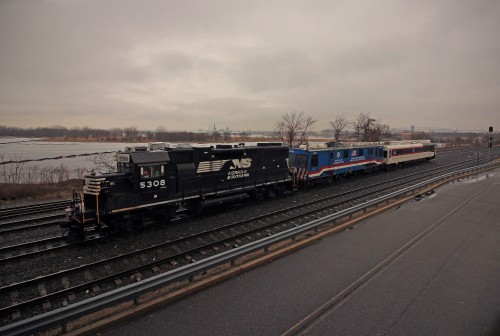 Wide Shot as 901 passes under River Road