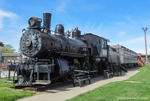 This Chicago, Burlington, and Quincy Railroad #: 915 steam engine sits, on display, at the Railwest Musuem in Council Bluffs, Iowa.