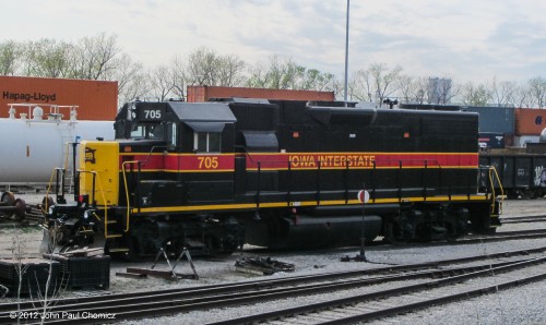 Iowa Interstate Railroad #: 705 (GP38-2) sits in the railroad's yard in Council Bluffs, Iowa.