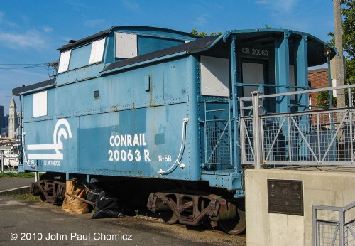 This old Conrail Caboose used to be the Yard Office for the East Boston Rail Yard. Now, it sits on display at the East Boston Greenway that was constructed over the site.