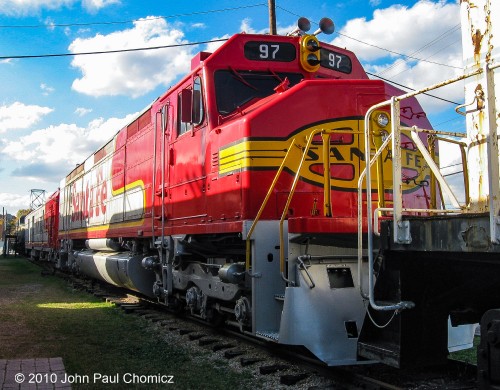 At one time it led famous passenger trains such as the "El Capitan" and "Super Chief". Now, Santa Fe FP45 #: 97 sits quietly on display at the Museum of the American Railroad, formerly in Dallas, TX.