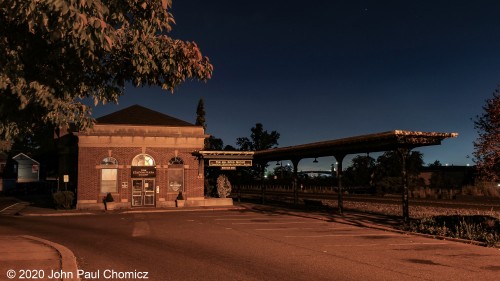 Another ex-New York Central Station that went out in the 50's, the Ridgefield Park Station sits quietly, in the night, at Ridgefield Park, NJ.