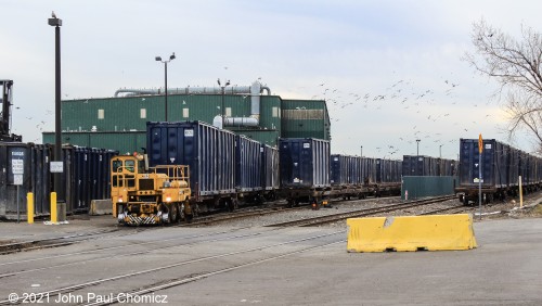 "Little Jimmy" is the track car that provides the switching services for the Doremus Avenue Recycling and Transfer (DART) station of Interstate Waste Service in Newark, NJ. The stench of rotting garbage and garbage droppings assures that there is always a nice swarm of seagulls around.