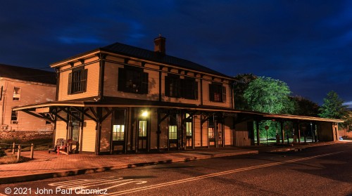 The Central Railroad of New Jersey station at Flemington, NJ was built in 1864 to serve the railroad's South Branch. Passenger service has since stopped in 1953 and it is now a Unity Bank.