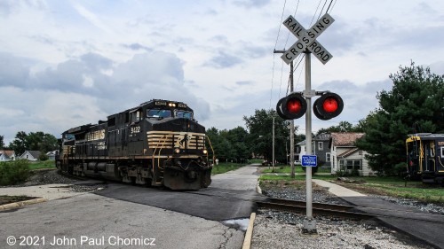 This photo demonstrates just how slow freight operations can be. Conway to Chattanooga train #: 171 is exiting the Fort Wayne Line onto the NS Sandusky District in Bucyrus, OH. This train was photographed earlier that morning, as it departed Mansfield, OH. This means that the train took a little over seven hours to go from Mansfield to Bucyrus, which is 28 miles away. Talk about snail pace. It didn't occur to me that this was the same train I saw, previously, until I saw the car with the Siemens transformers on it.