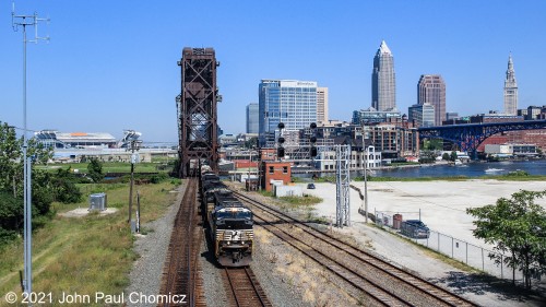 Although I had seen quite a bit of rail action already, this was the lighting I was waiting for. Now, with the afternoon light kicking in, the Cleveland skyline and train were nicely lit. The lighting would only get better as the afternoon/evening progressed, however, I really had to start the long journey back home. This is final photo of the trip. I couldn't let it end with a local.