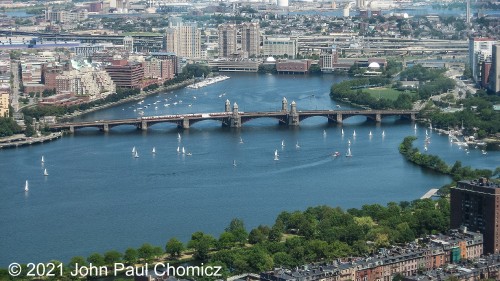 A visit to the observation deck on the Prudential Tower allowed me to photograph this Red Line train as it crosses the Charles River on the Longfellow Bridge in Boston, MA.