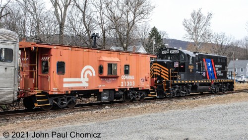 Bringing up the rear of the Toys for Tots Train in 2018 was this rust-colored Conrail Caboose. Here, it is with the DRRV #: 1823 "Honoring New Jersey Veterans unit as the train made a stop in Mount Olive, NJ.